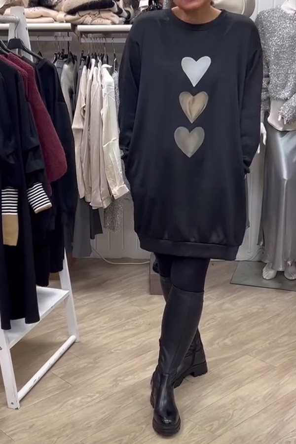 Flossy | Bluza cu mâneci lungi imprimată cu inimioare