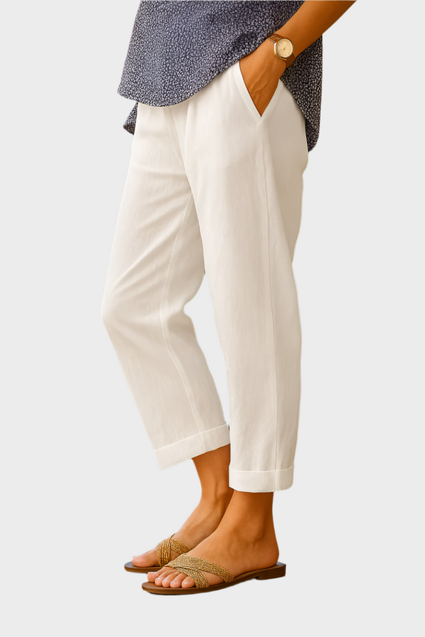 Pantaloni de vară din in și bumbac