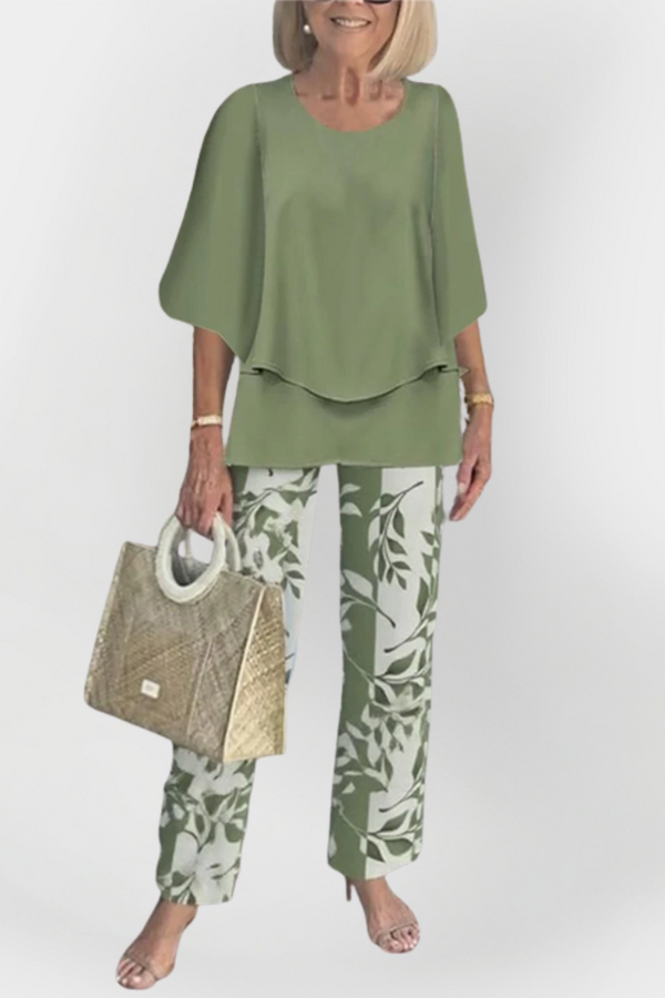 Set elegant cu bluză și pantaloni confortabili