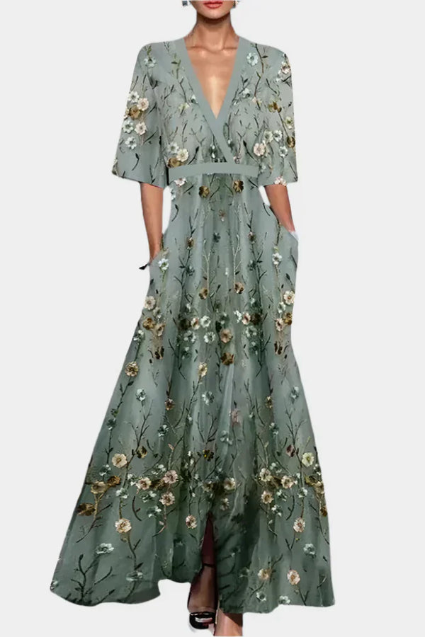 Rochie florală cu decolteu în V