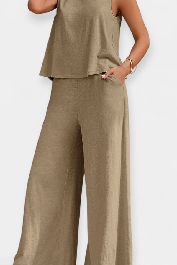 Set de top fără mâneci și pantaloni largi