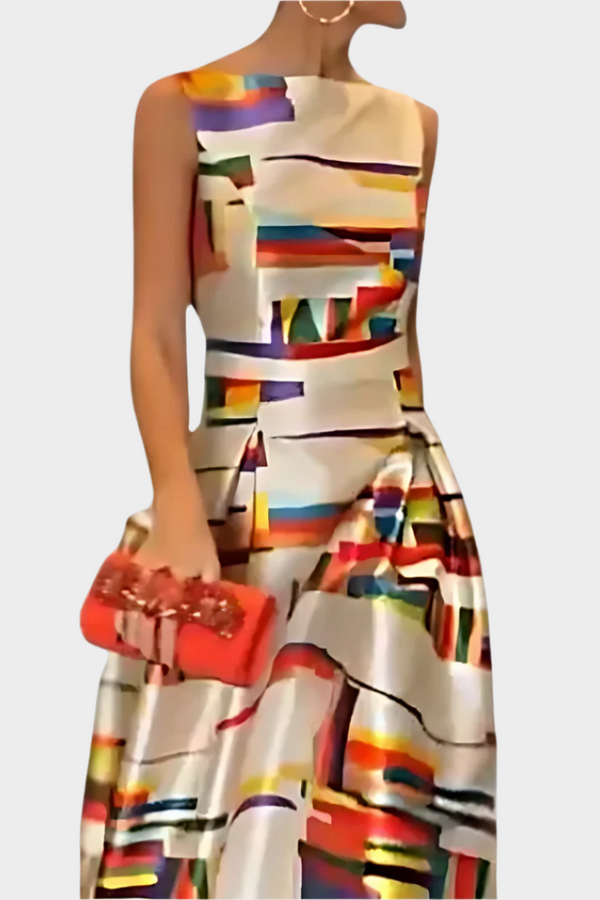 Rochie maxi cu senzație liniară și textură lucioasă