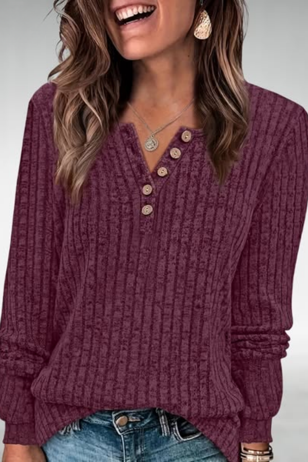 Melina | Top tricotat cu nasturi și model nervurat