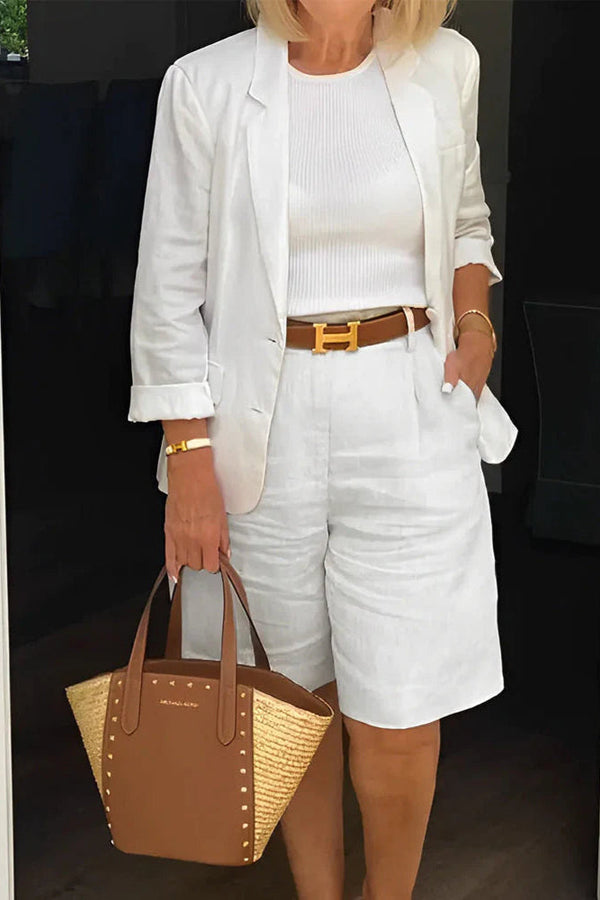 Zoey | Costum casual elegant cu pantaloni scurți