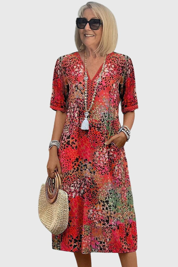 Bella | Rochie midi elegantă cu flori