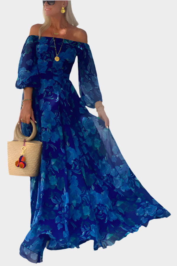 Rochie lungă aerisită fără umeri