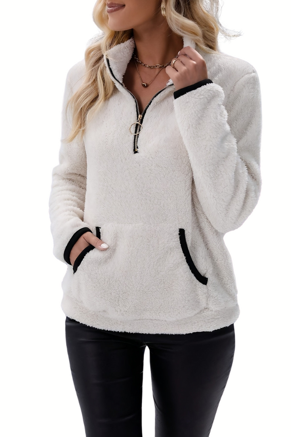 Rosely | Hanorac din fleece Borg cu fermoar pe jumătate