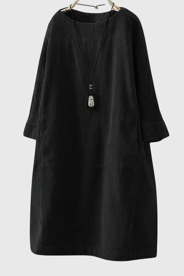 Grace | Rochie midi lejeră din catifea de tip corduroy