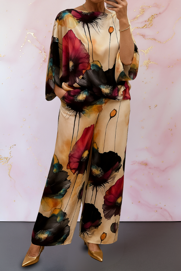 Evangelia | Set Satin pentru Femei, Format din Două Piese