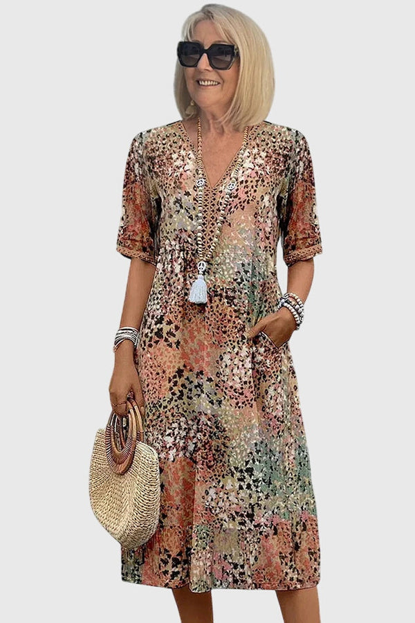 Yvonna™ | Rochie Midi Florală Elegantă