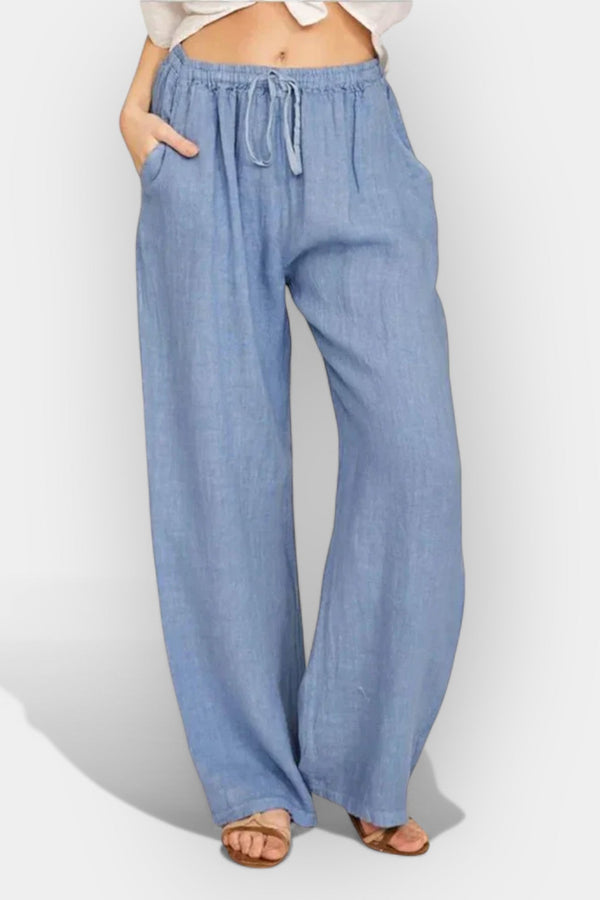 Pantaloni aerisiți de vară din in