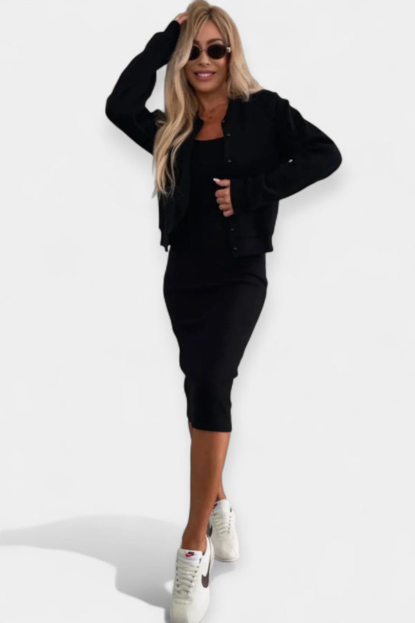 Set rochie midi cu jachetă bomber