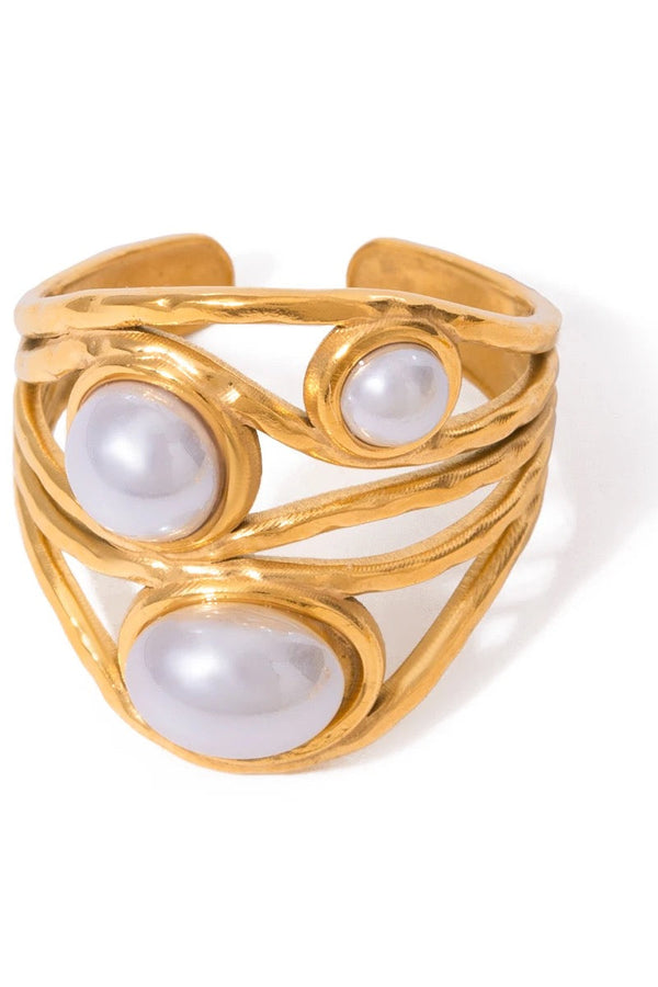 Inel geometric cu perlă