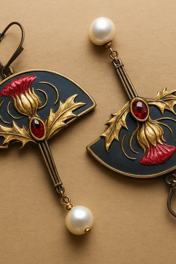 CERCEI BOHO CU PERLE ȘI CRISTAL ROȘU