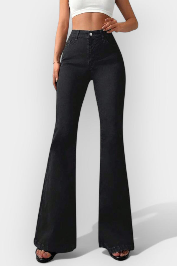 Blugi evazați cu talie înaltă