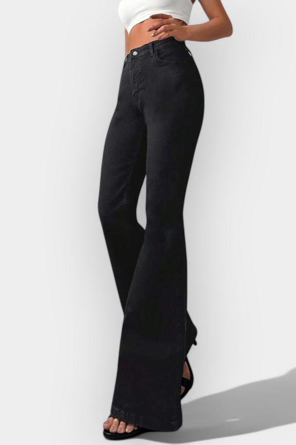 Blugi evazați cu talie înaltă