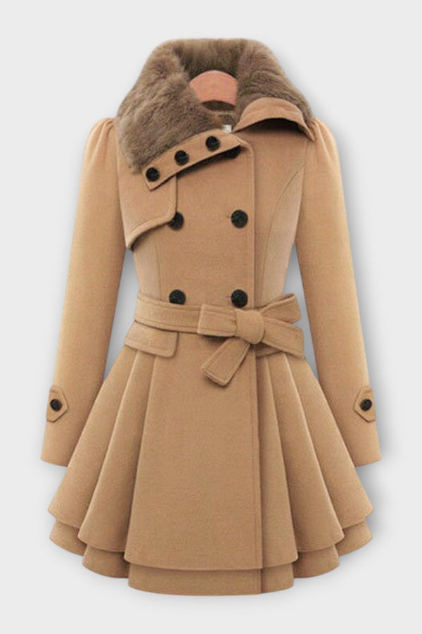 Emma - Palton elegant cu guler din blană artificială