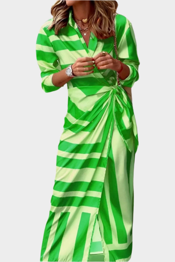 Rochie imprimată cu talie ajustabilă