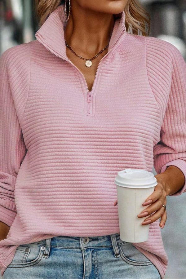 Suzanne - Pulover cu fermoar pe jumătate, detaliat