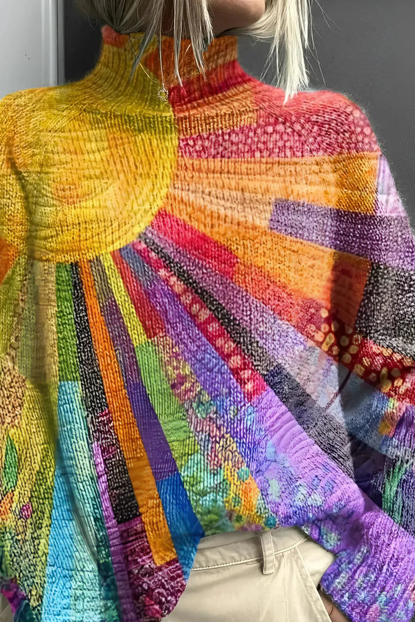 Fana | Pulover cu guler înalt vibrant și colorat