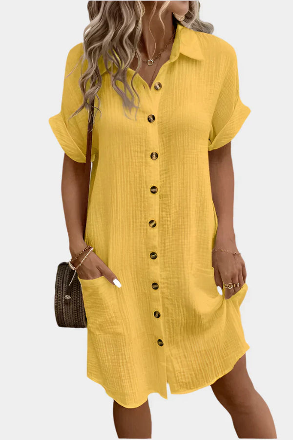 Rochie de bumbac și in pentru femei