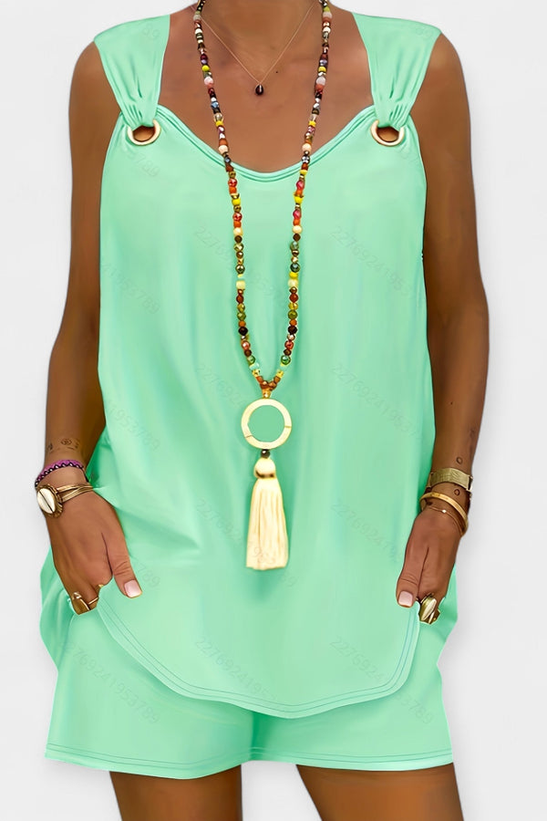 Set de bluză fără mâneci și pantaloni scurți