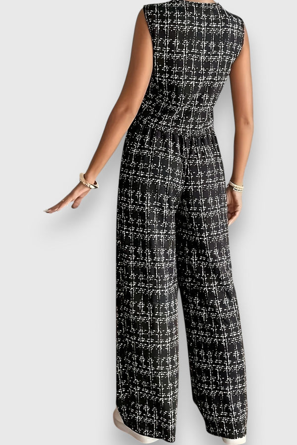 Set două piese cu decolteu în V și pantaloni asortați