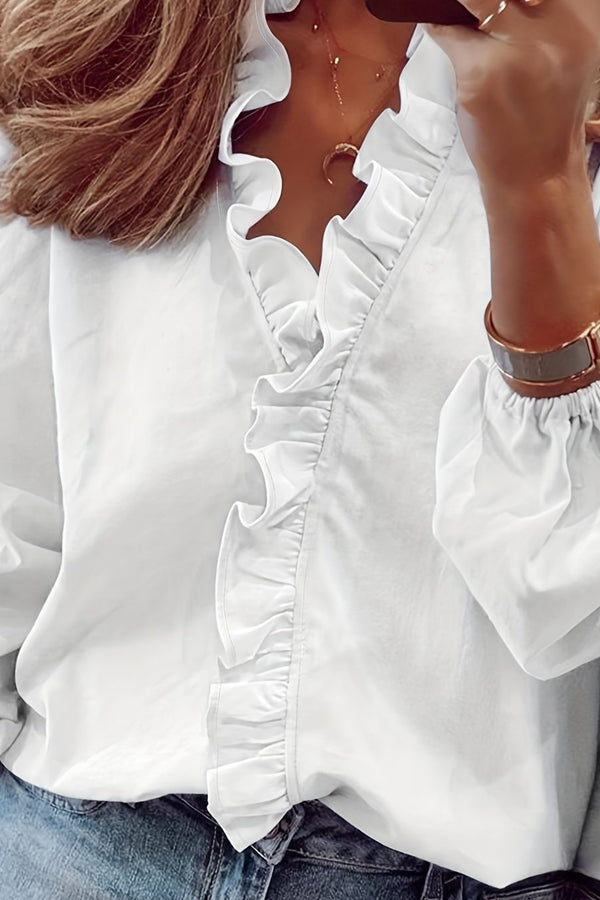 Cordelia | Bluza cu decolteu în V și volane