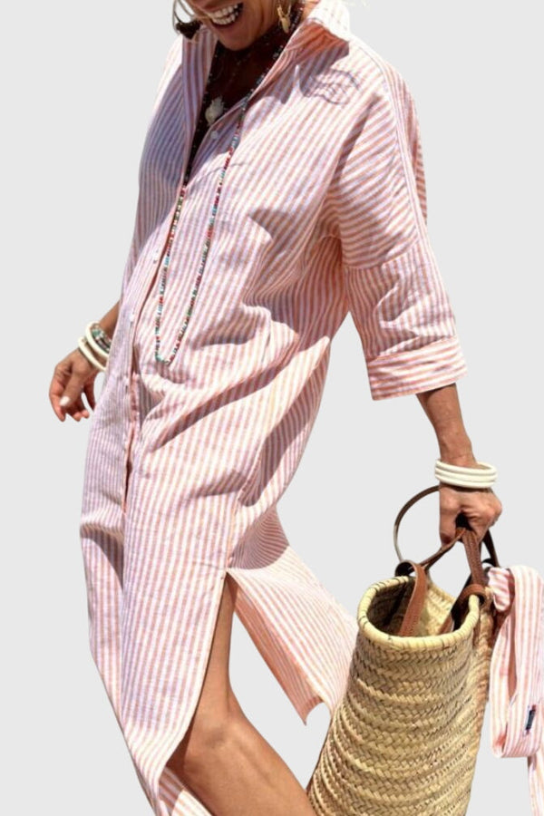 Ellen™ | Rochie clasică cu dungi