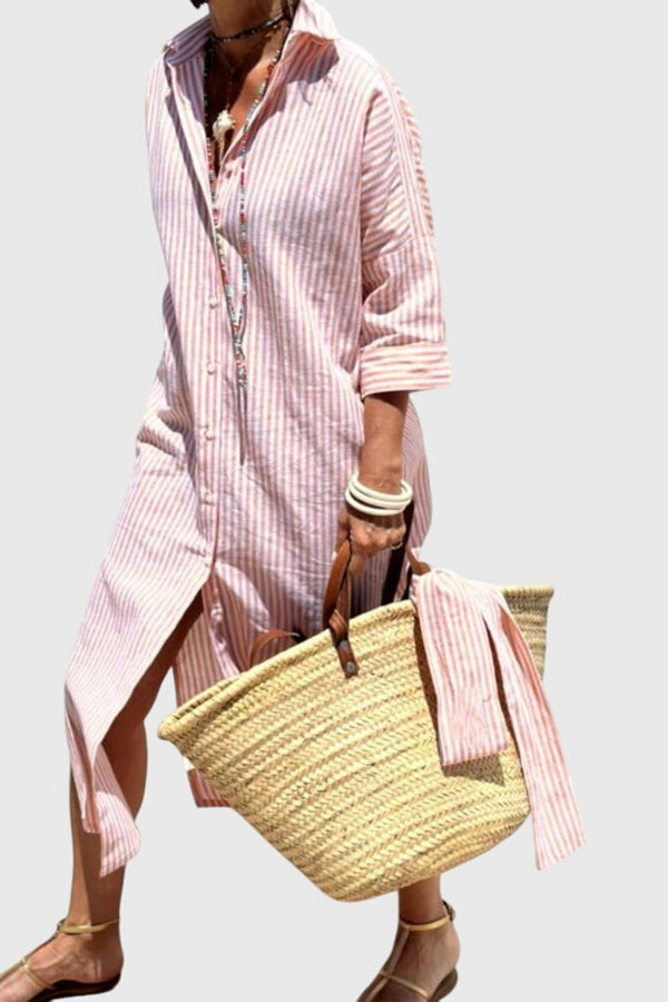 Ellen™ | Rochie clasică cu dungi