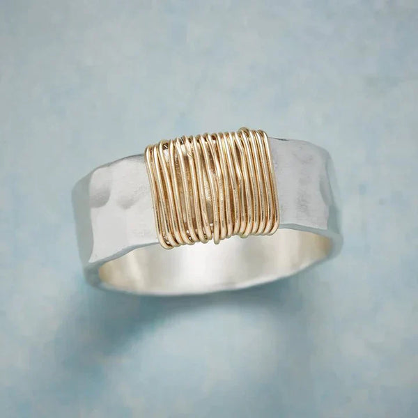 Inel antic din fire aurii și argint | Aur alb