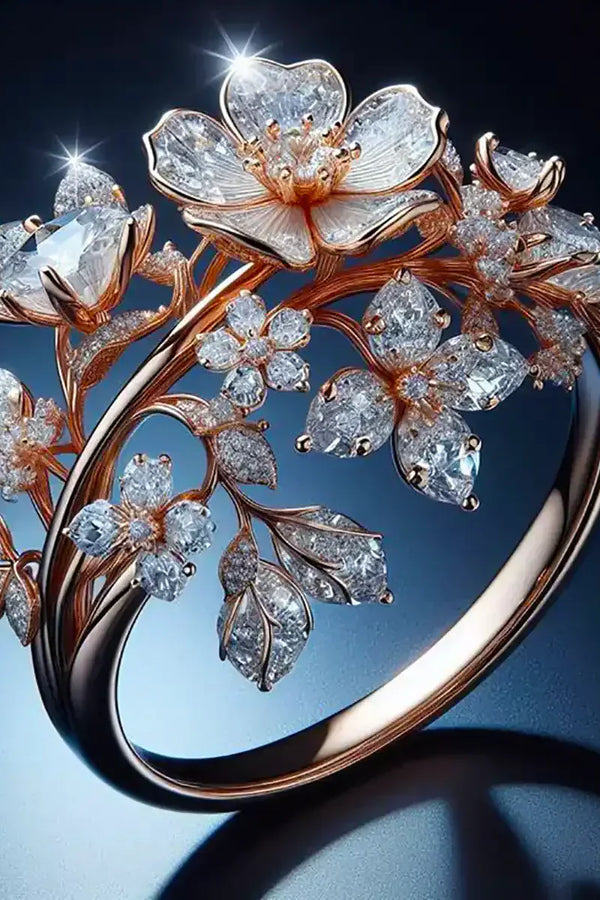 Inel Floare Strălucitoare Radiantă | Aur Roz