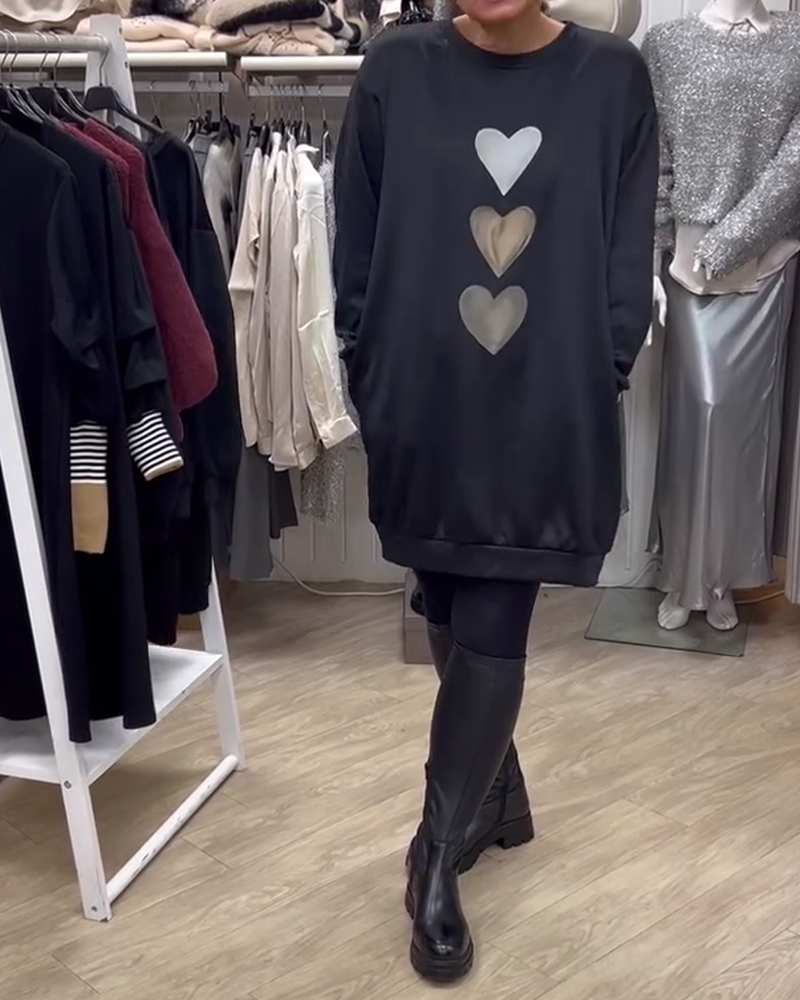 Flossy | Bluza cu mâneci lungi imprimată cu inimioare