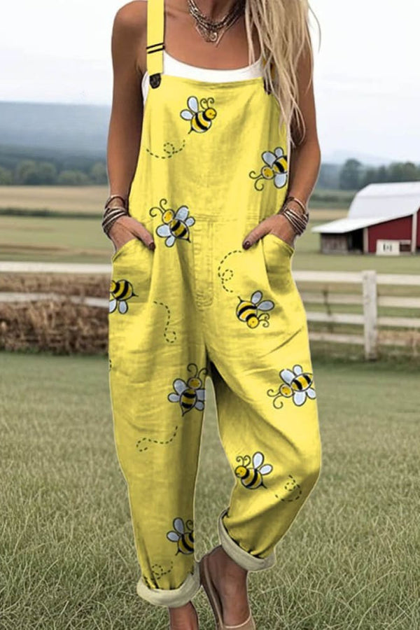 Salopetă damă - design floral vintage, pantaloni largi pentru confort și stil