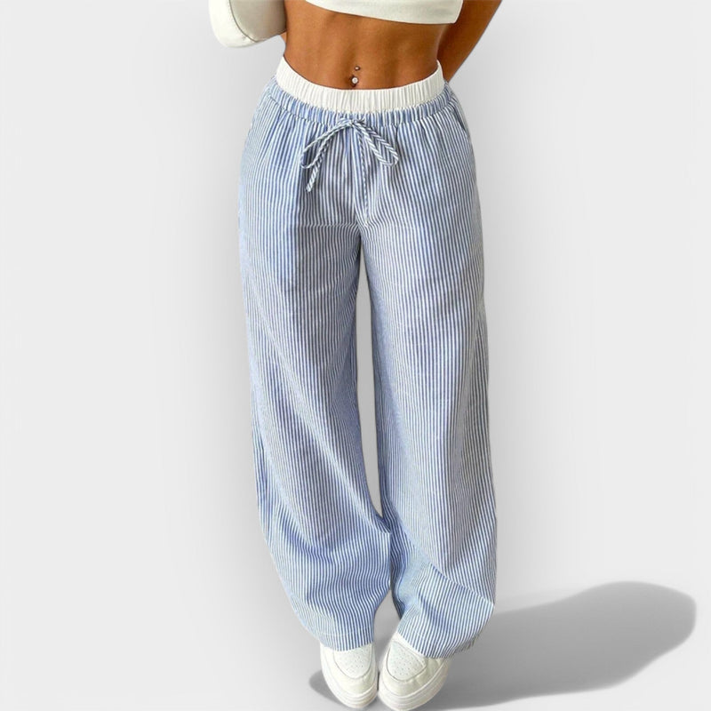 Pantaloni largi cu dungi