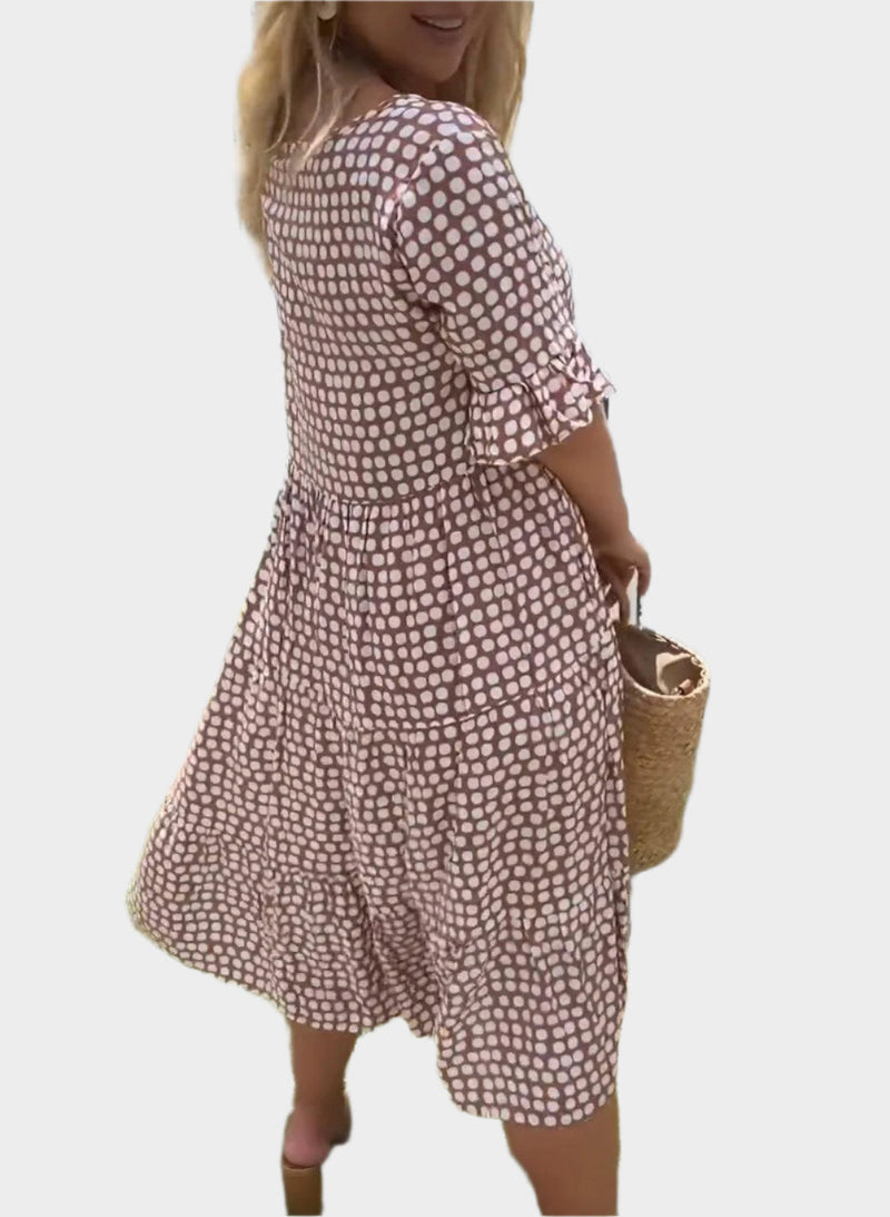 Rochie midi cu dungi elegante