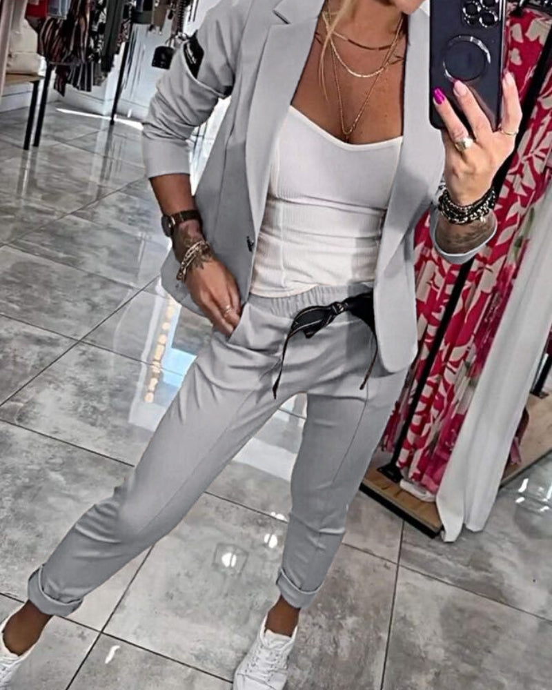 Malou | Set elegant sacou și pantaloni jogger