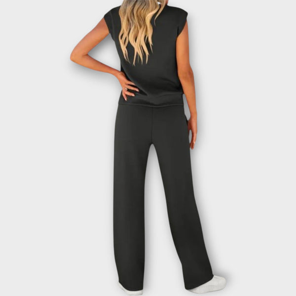 Set de bluză fără mâneci și pantaloni cu șnur