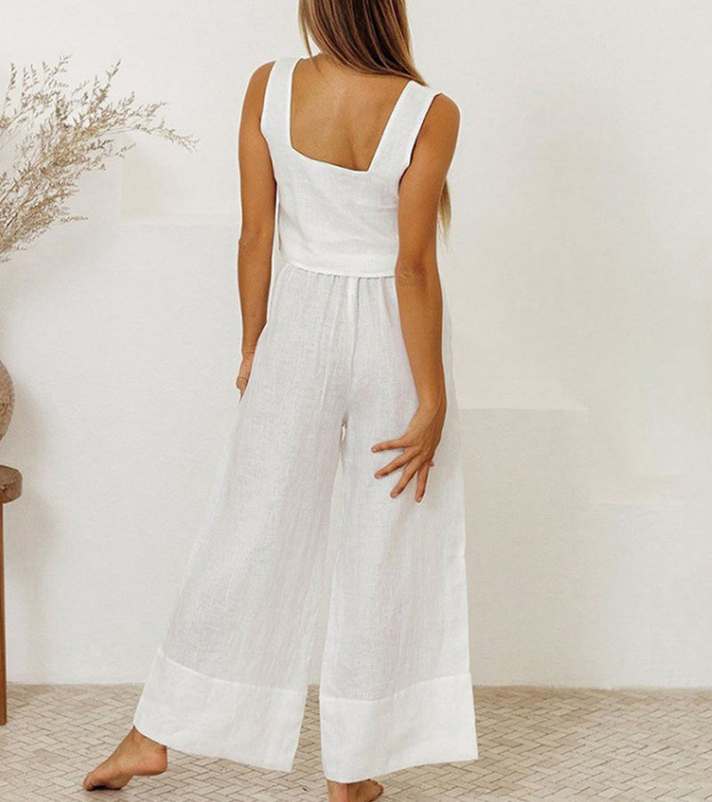 Evelyne | Set de top minimalist de lux și pantaloni largi