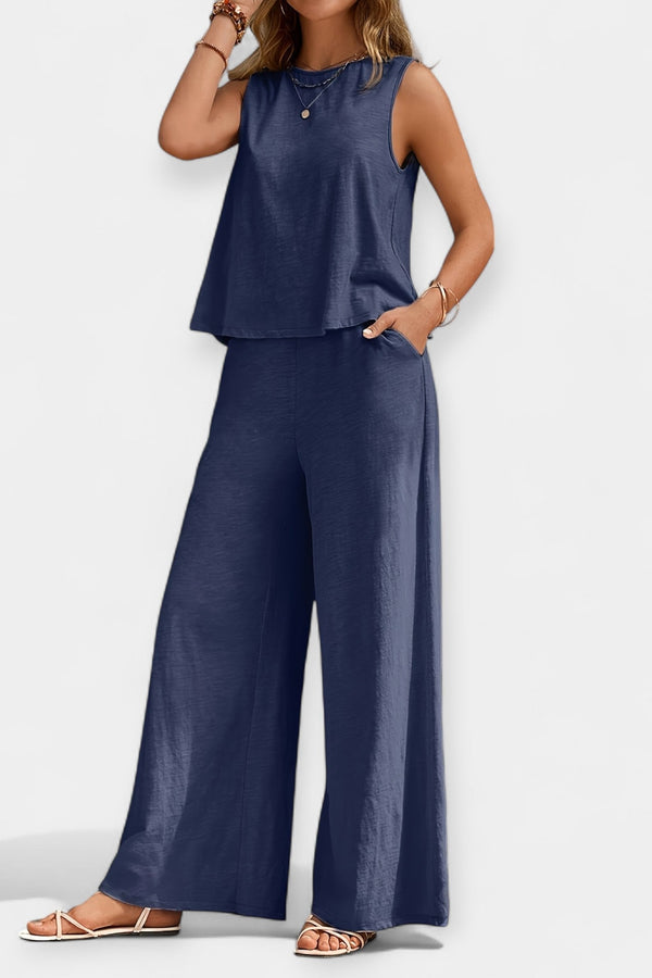 Set de top fără mâneci și pantaloni largi