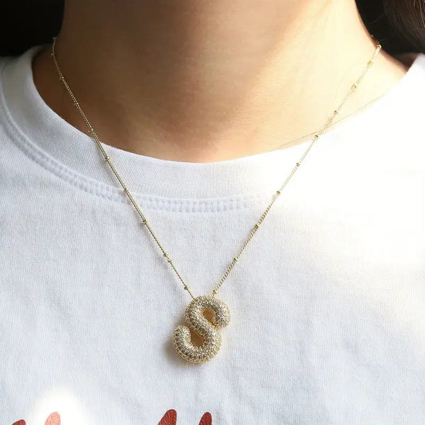 Set colier inițială literă balon | Aur