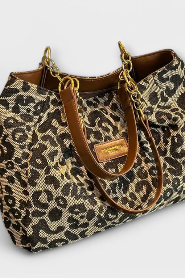 Olivia - Geantă de pânză cu model leopard