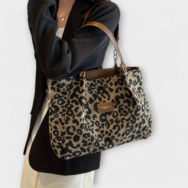 Olivia - Geantă de pânză cu model leopard