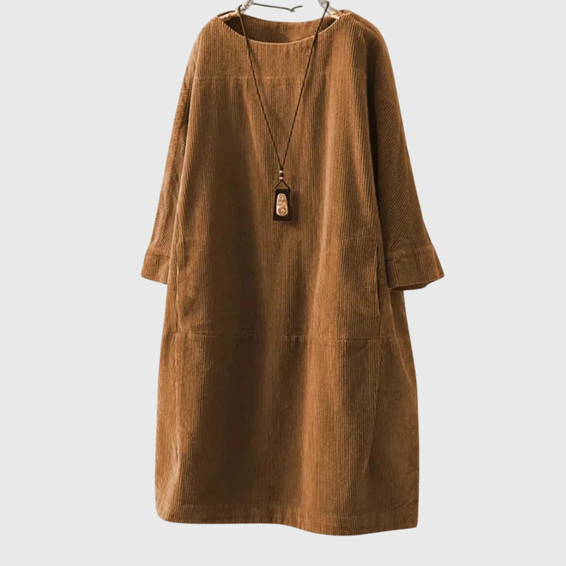 Grace | Rochie midi lejeră din catifea de tip corduroy