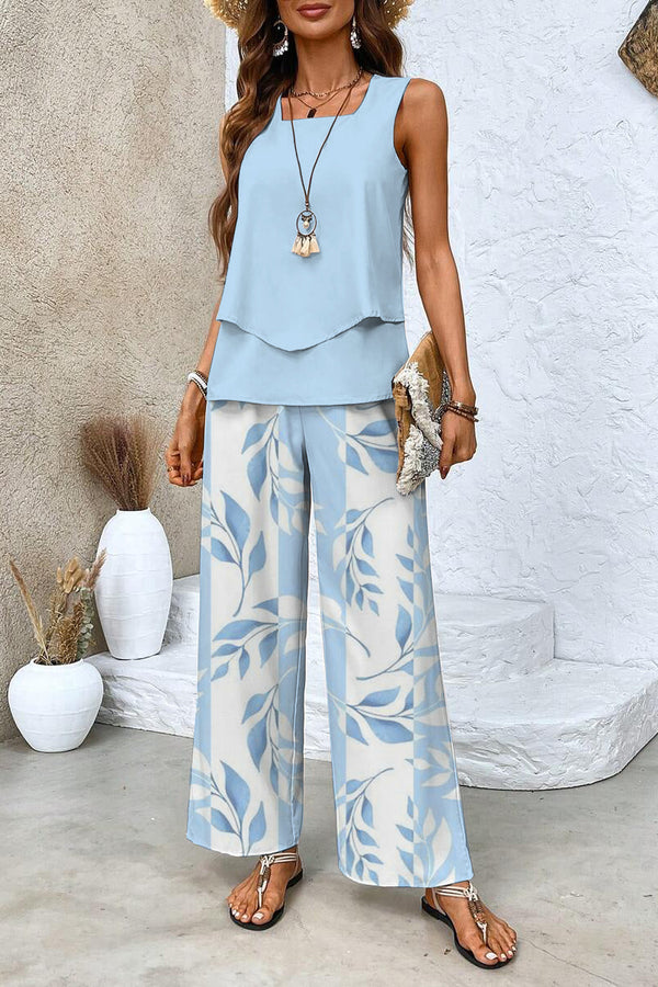 Alba | Set elegant cu top și pantaloni cu model floral