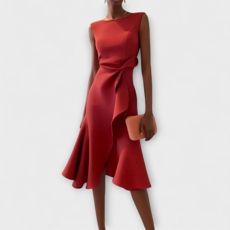 Juliette – Rochie midi asimetrică cu drapaj