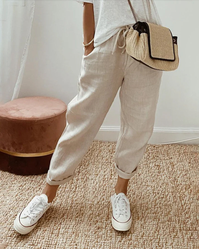 Ely | Pantaloni Luxe din In Anti-Transpirație