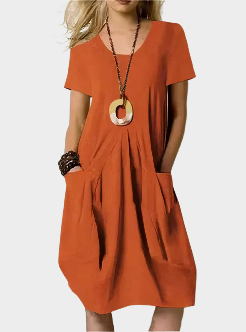 Rochie lungă aerisită cu buzunare