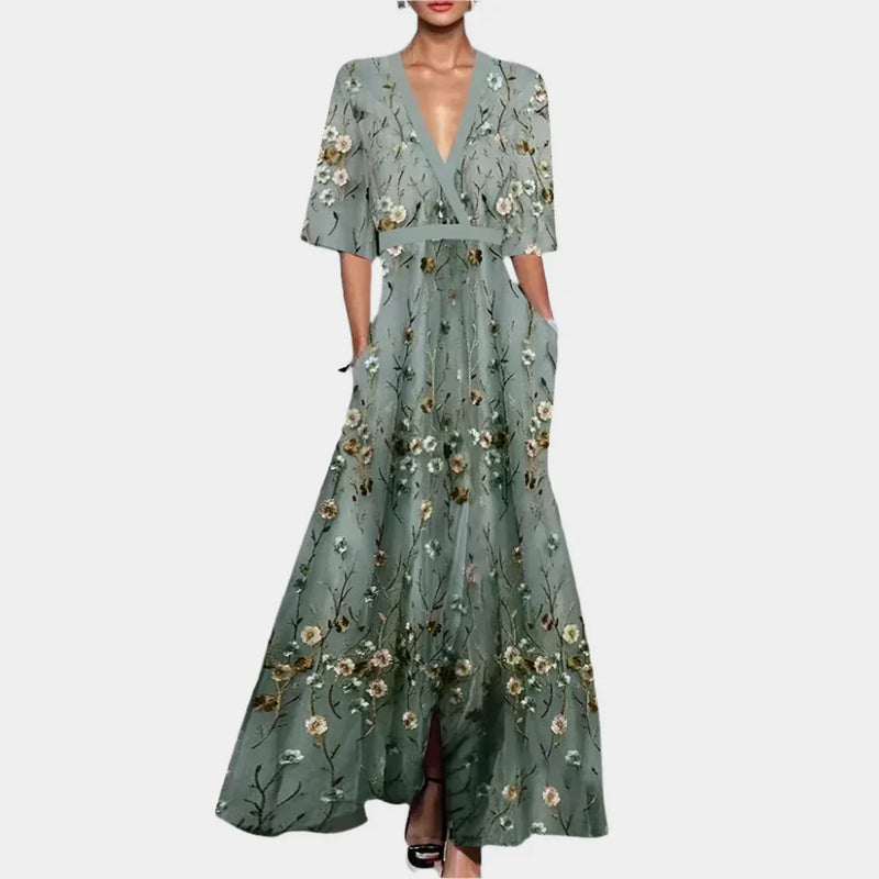 Rochie florală cu decolteu în V