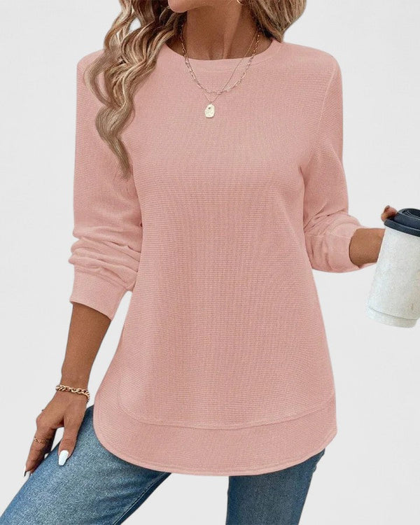 Nadyalyn | Elegant Bluza cu Guler Rotund și Mâneci Lungi